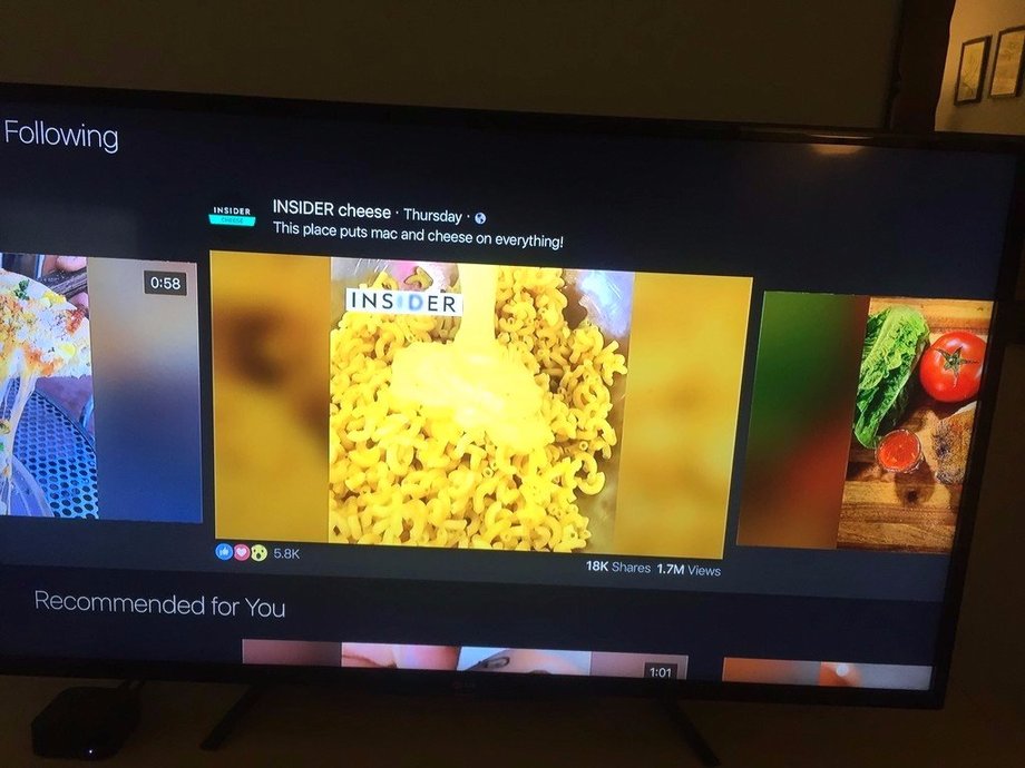 Facebook's Apple TV app.