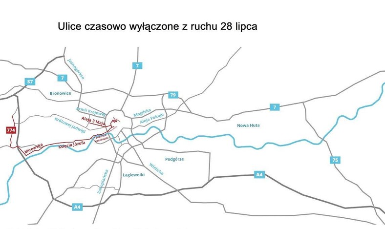 Ulice czasowo wyłączone z ruchu - 28 lipca