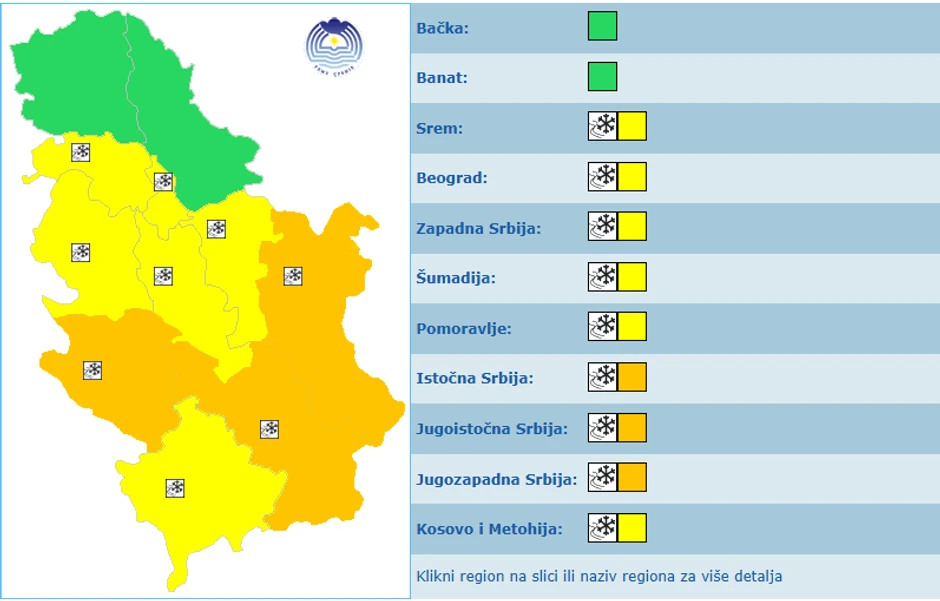 Meteoalarm za danas