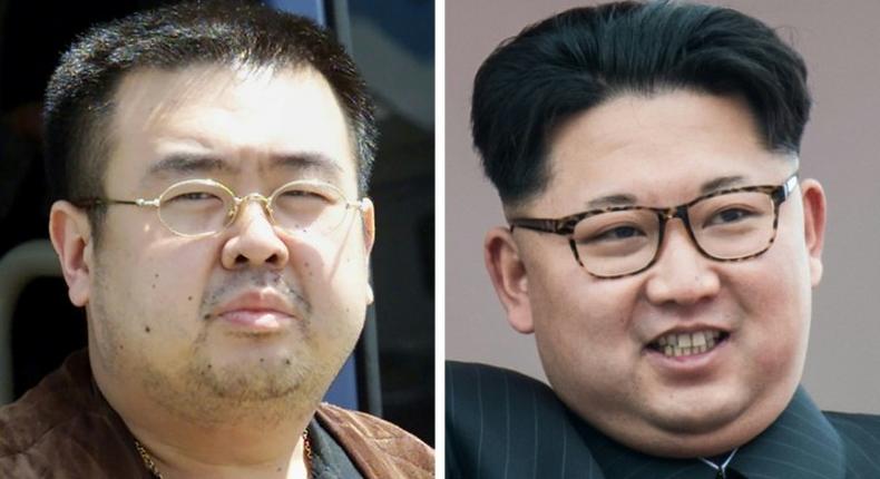 Malaysian police say that Kim Jong-Nam (L), the estranged elder brother of Kim Jong-Un (R), was preparing to board a plane in Kuala Lumpur when he was jumped by two women who squirted some kind of liquid in his face
