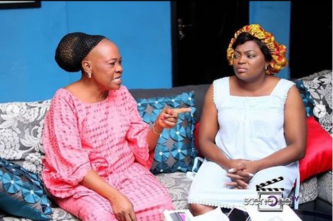 Funke Akindele Bello (Jenifa) with her onscreen mum season 17 of 'Jenifa's Diary' [Instagram/Jenifa's Diary]
