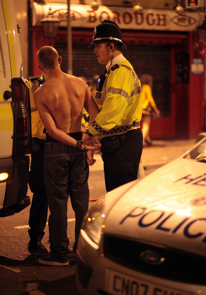 Saturday Night Revellers Enjoy Themselves In Cardiif City Centre