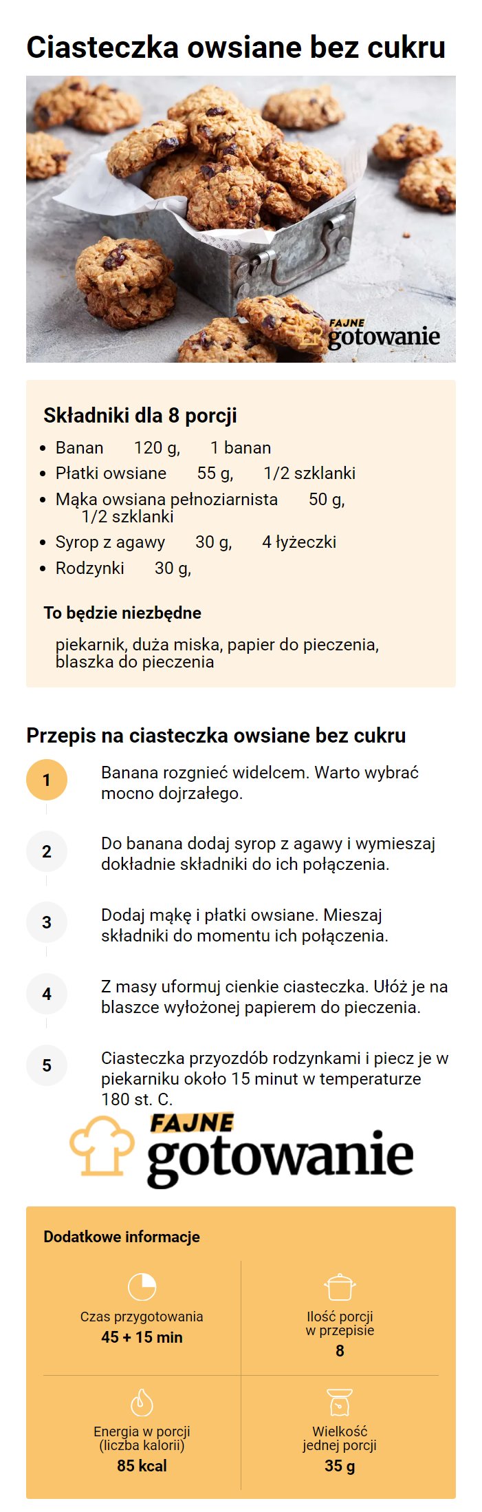 Ciasteczka owsiane bez cukru