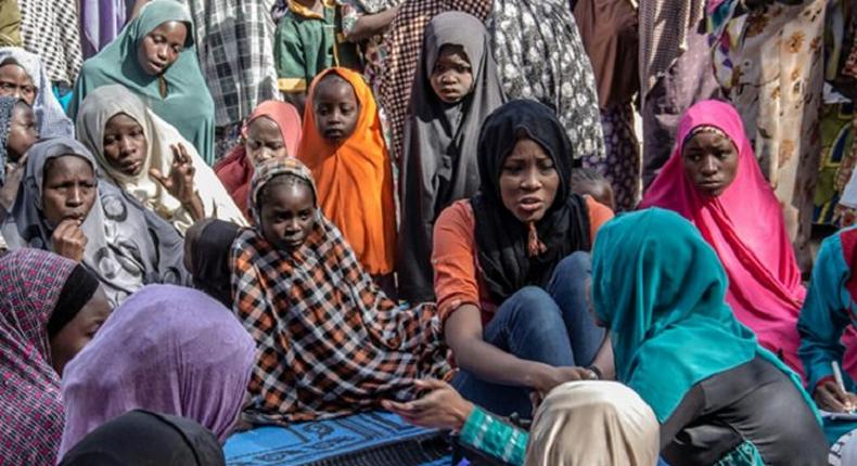 Neemah Arigbabu in the midst of the IDPs