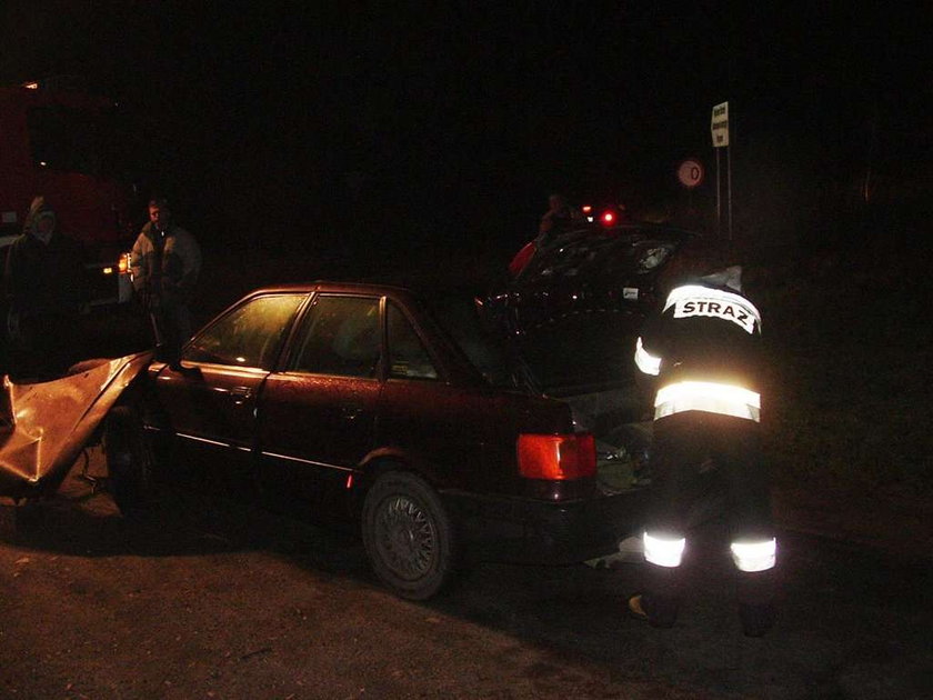 Auto wjechało w drzewo, aż wyrwało silnik!