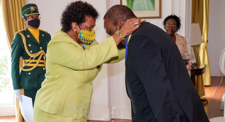 President Uhuru Kenyatta was conferred the 'Order of Freedom of Barbados' award