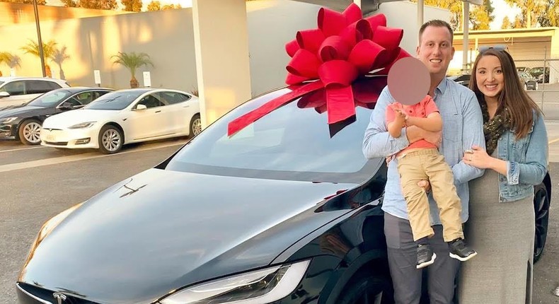 Mallory Harcourt and her family the day they purchased their Model X in 2018. Mallory Harcourt