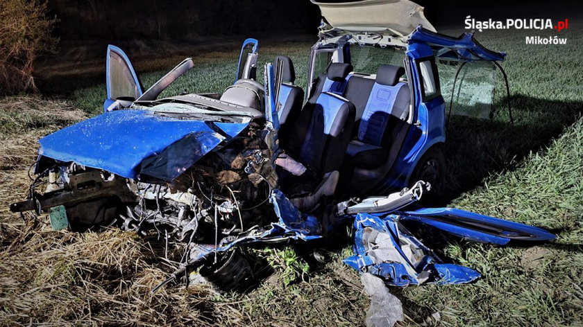 Makabryczny wypadek. Auto rozpadło się na części.