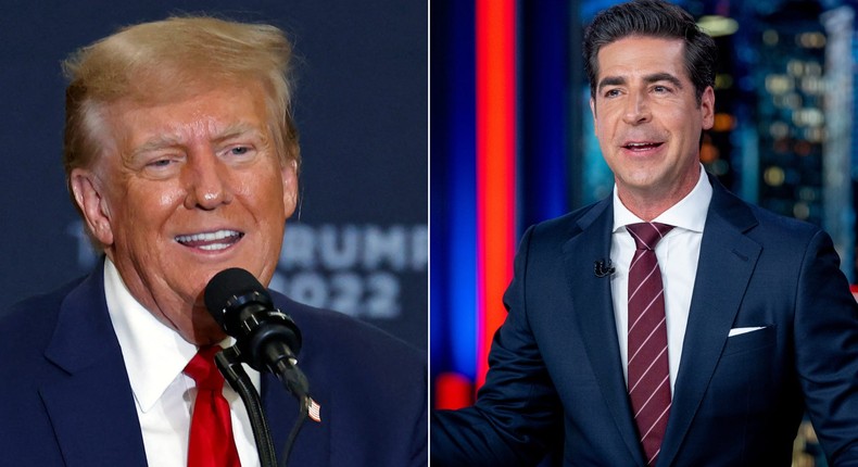 Fox News host Jesse Watters invited a psychic on his primetime show to predict Trump's future, but might not have been too pleased with the result.KAMIL KRZACZYNSKI/AFP via Getty Images and Roy Rochlin/Getty Images