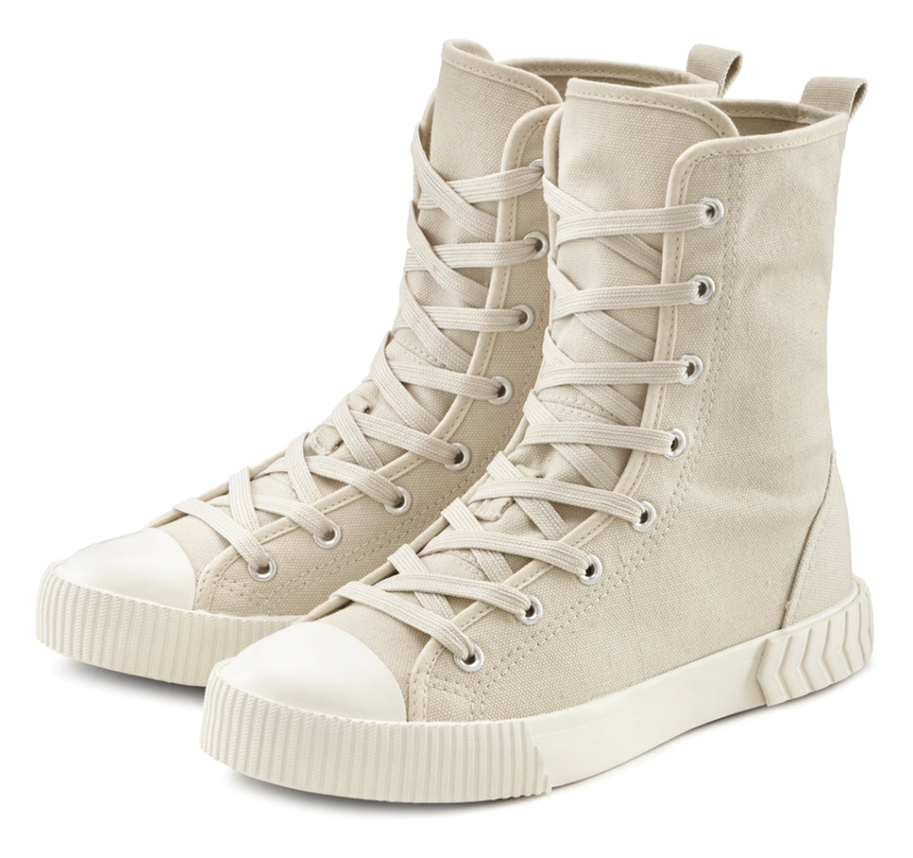 Hightop-Sneakers aus Textil im trendigen Combat-Look von Lascana für rund 60 Franken.