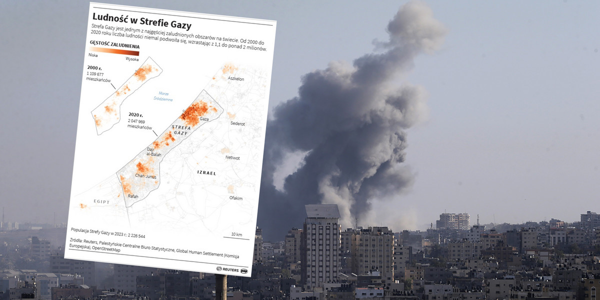 Dym unosi się po izraelskich nalotach w północnej Strefie Gazy, 20 października 2023 r.