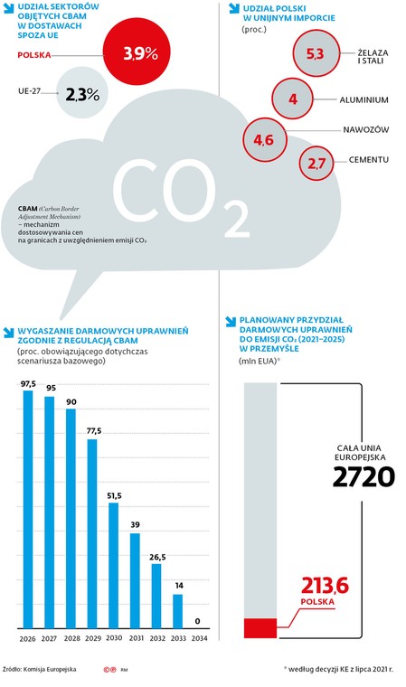 Udział sektorów objętych CBAM w dostawach spoza UE