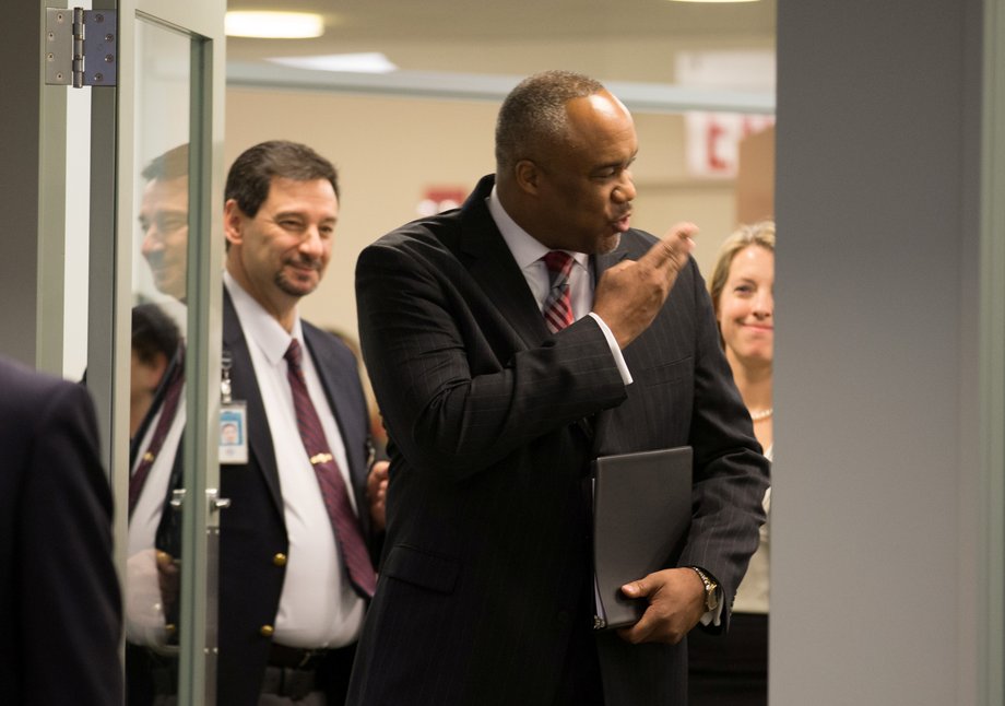 District Attorney Robert Capers arrives at a press conference regarding the extradition and arraignment of Joaquin "El Chapo" Guzmán in New York, January 20, 2017.