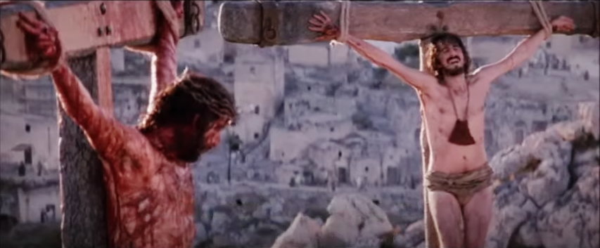 Scena rozmowy Jezusa z Dyzmą | Kadr z filmu „Pasja” Mela Gibsona
