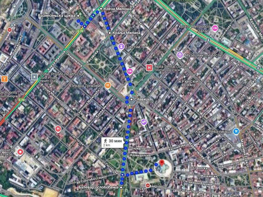 Mapa kretanja spasovdanske litije