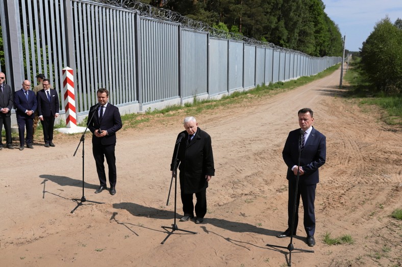 Jarosław Kaczyński na granicy polsko-białoruskiej.