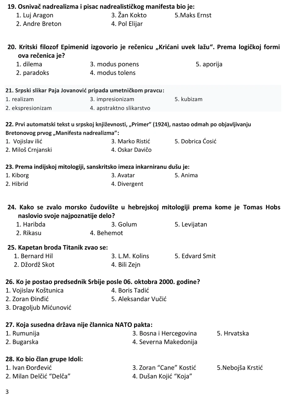 Test opšte informisanosti