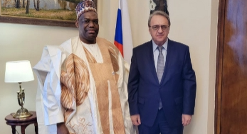 Deputy Minister of Foreign Affairs of the Russian Federation, Mr Mikhail Bogdanov and the Nigerian Ambassador to the Russian Federation Prof. Abdullahi Shehu.