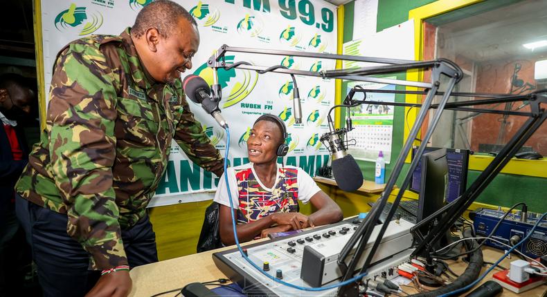 President Uhuru Kenyatta at Ruben FM in Mukuru kwa Ruben slums