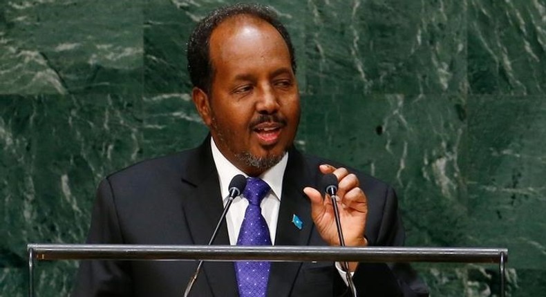 Hassan Sheikh Mohamud, President of Somalia, addresses the 69th United Nations General Assembly at the U.N. headquarters in New York September 26, 2014.                            REUTERS/Lucas Jackson