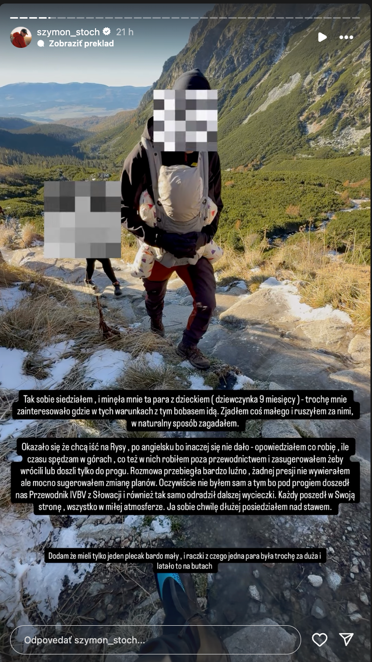 Poľský horský vodca Szymon Stoch pomáhal rodine zísť z Rysov. 