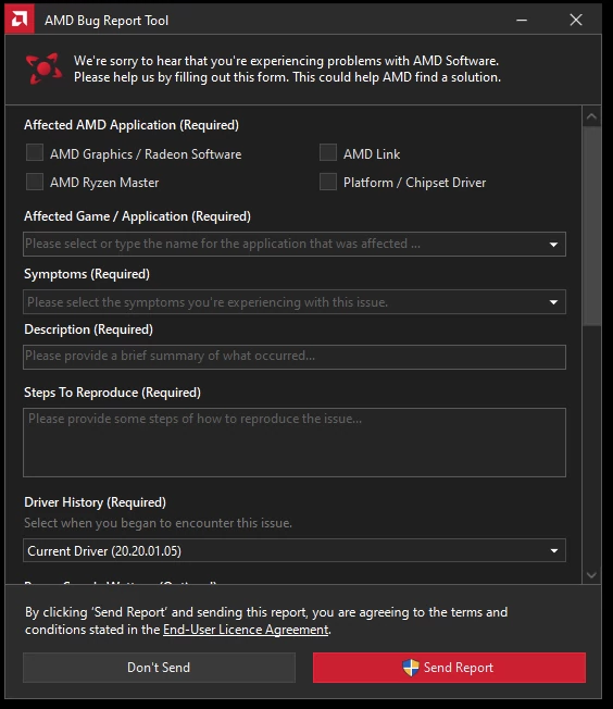 AMD Bug Reporting Tool 