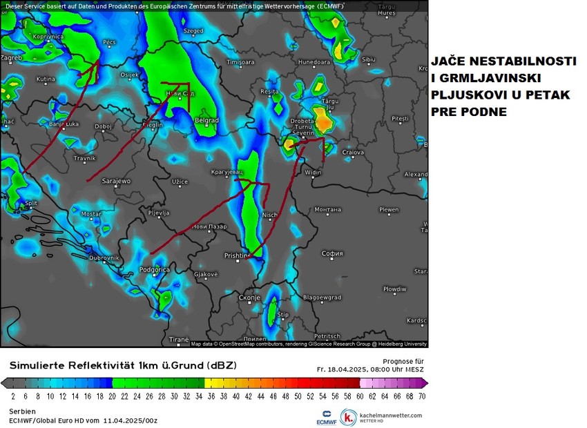 Jače nestabilnosti i grmljavinski pljuskovi na Veliki petak pre podne