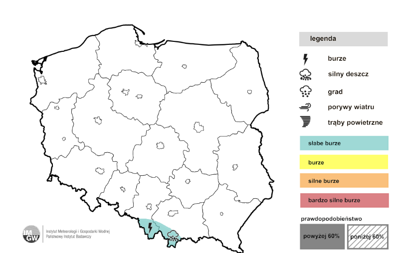 Na krańcach południowych niewykluczone są dziś też burze