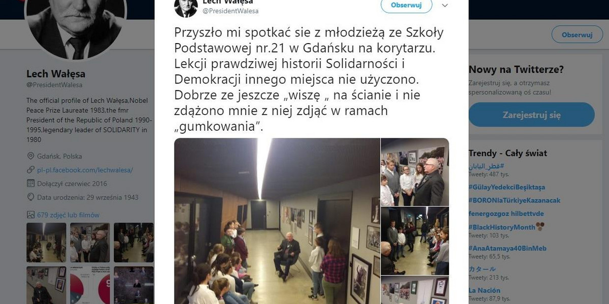 Lech Wałęsa wypchnięty... na korytarz