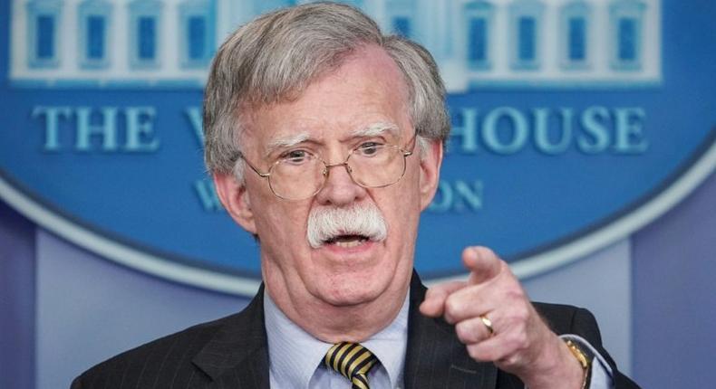 US National Security Advisor John Bolton, pictured October 2018, said two rounds of unilateral US sanctions introduced by President Donald Trump in August have had a quite significant effect on the Iranian economy and the country's actions abroad