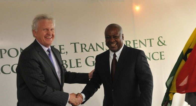 President John Dramani Mahama with Jeff Immelt