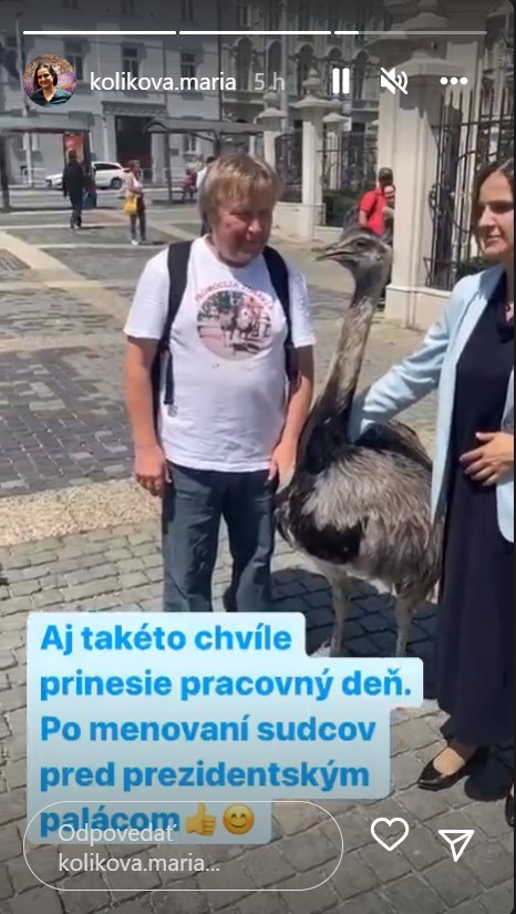 Pštros učaroval aj ministerke spravodlivosti Kolíkovej.