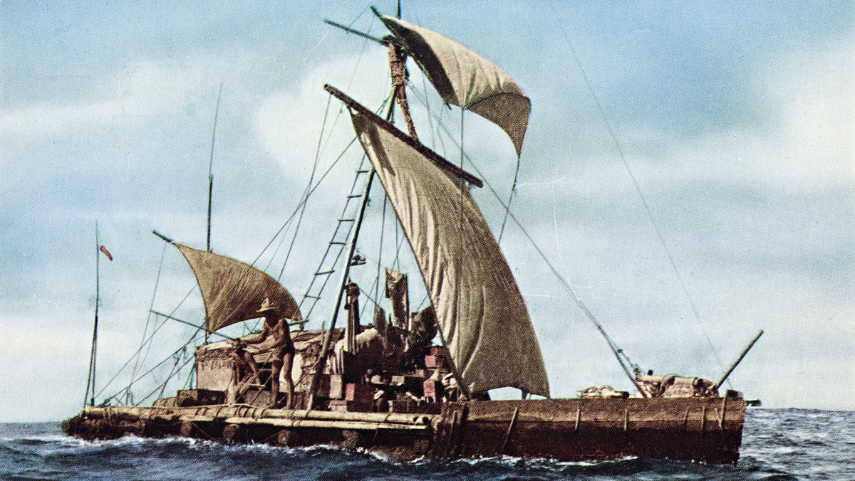 Tratwa "Kon-Tiki" wyprawy Thora Heyerdahla przez Pacyfik w 1947 r.