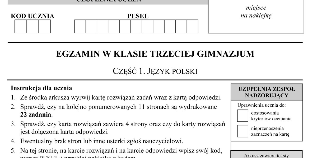 Pytania z egzaminu gimnazjalnego 2015 z języka polskiego