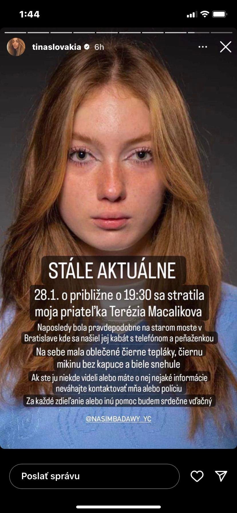 Fotka Terezy sa objavila na profiloch viacerých známych Sloveniek. 