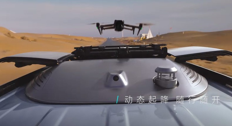 BYD's drones are housed in a compartment on the vehicle's roof.Auto Media/YouTube