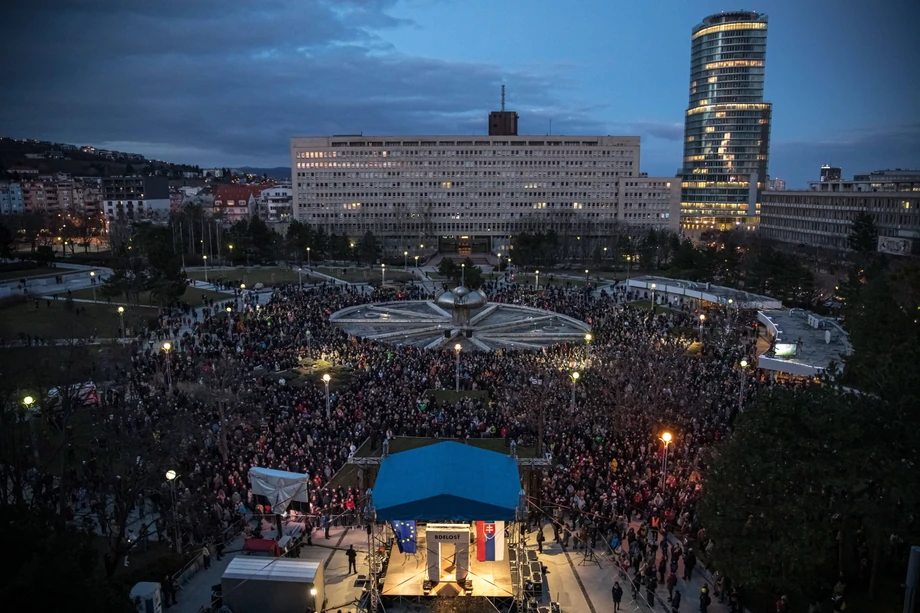 Protest w centrum Bratysławy w drugą rocznicę śmierci Jan Kuciaka i Martiny Kusznirovej