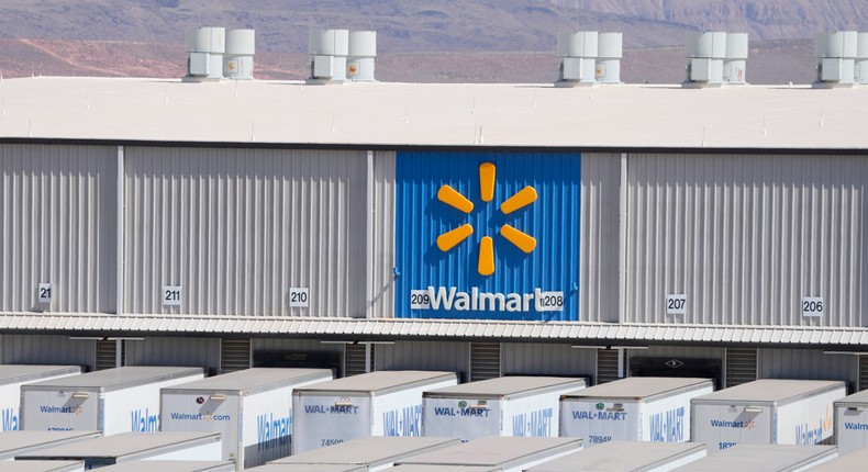 Walmart is pressuring Amazon's fulfillment business, Wells Fargo analysts wrote on Monday.George Frey/AFP via Getty Images