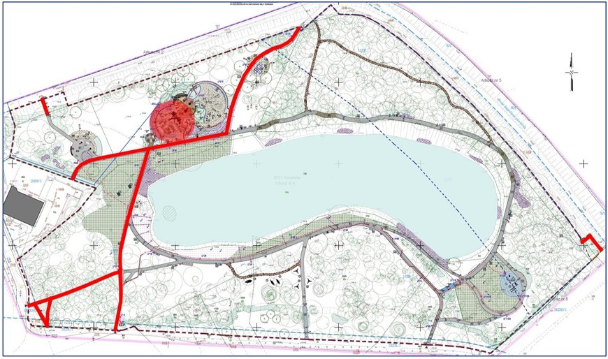 Teren objęty inwestycją został oznaczony na czerwono