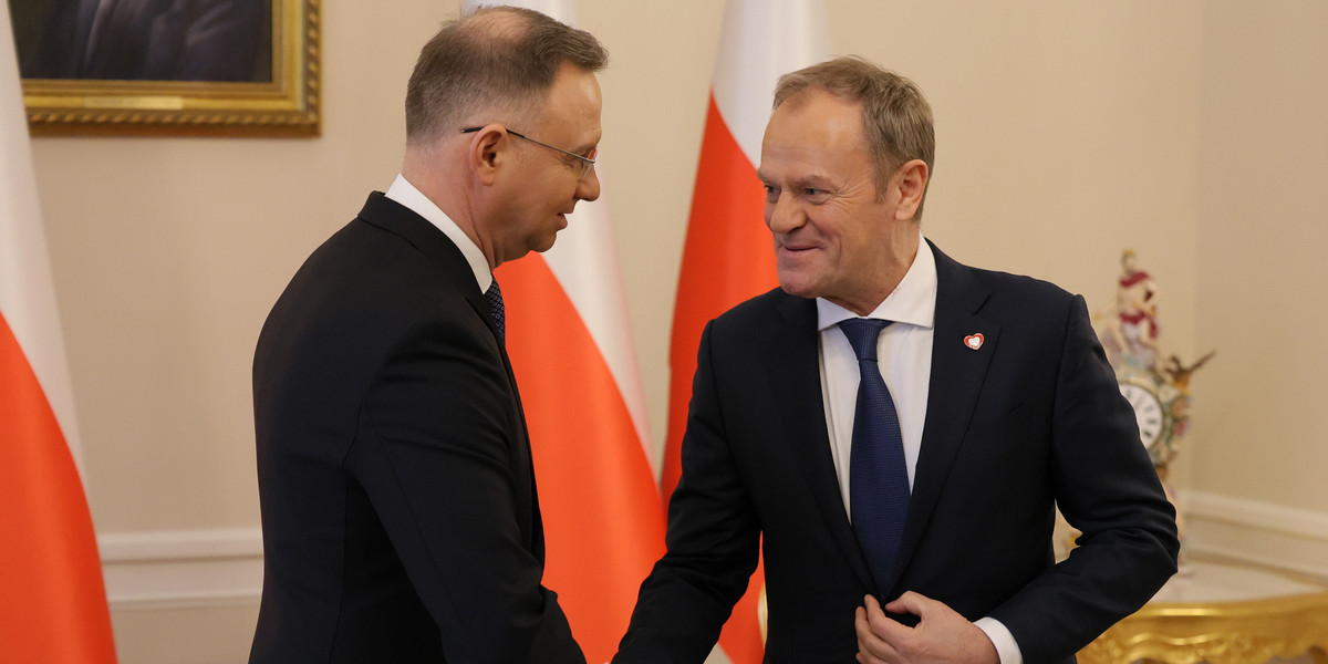 Spotkanie prezydenta Andrzeja Dudy z premierem Donaldem Tuskiem. 15 stycznia 2024 r.
