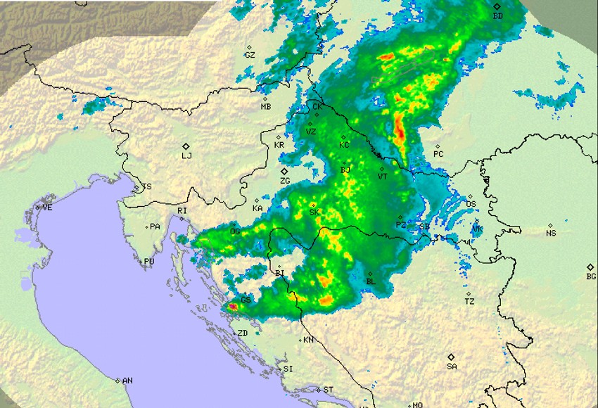nevreme iz Hrvatske ide ka Srbiji