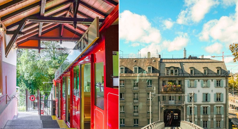 The Polybahn in Zurich is a train that runs on a steep incline. It's also known as a funicular.Joey Hadden/Business Insider