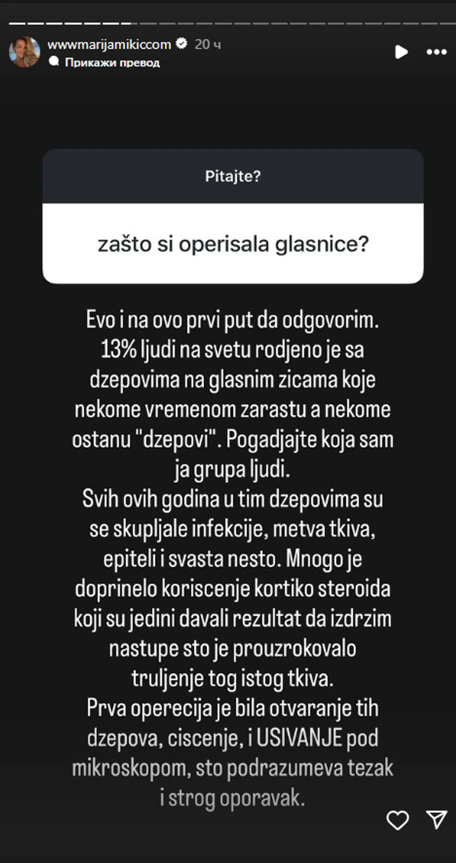 Marija Mikić iskreno o zdravstvenom stanju