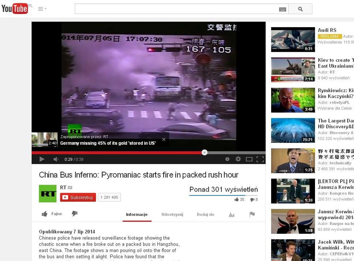 Pożar chińskiego autobusu