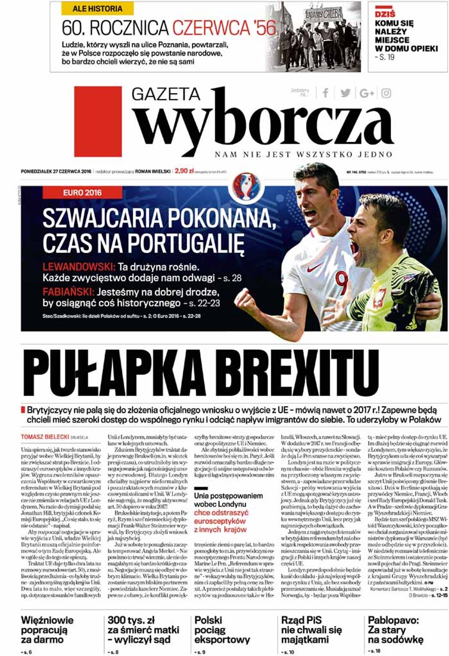 Okładka "Gazety Wyborczej"