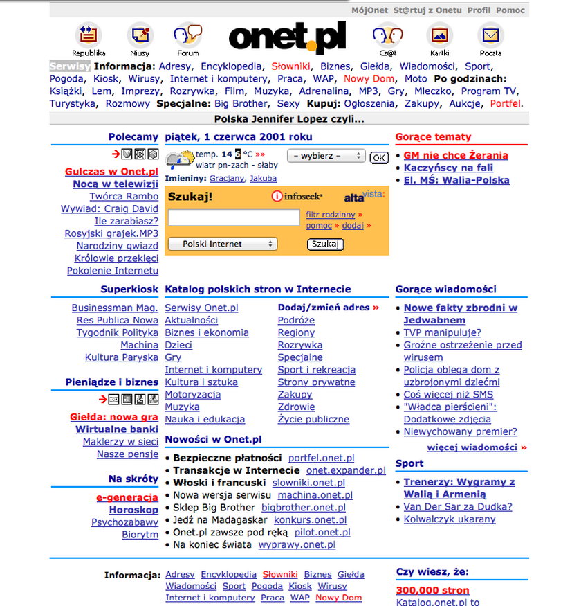 Onet.pl z czerwca 2001