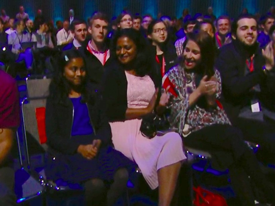 9-year-old Apple developer Anvitha Vijay at the WWDC 2016 conference