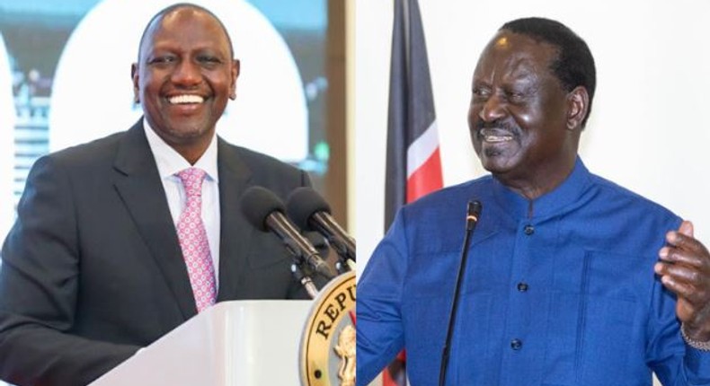 A collage image of President William Ruto and Raila Odinga