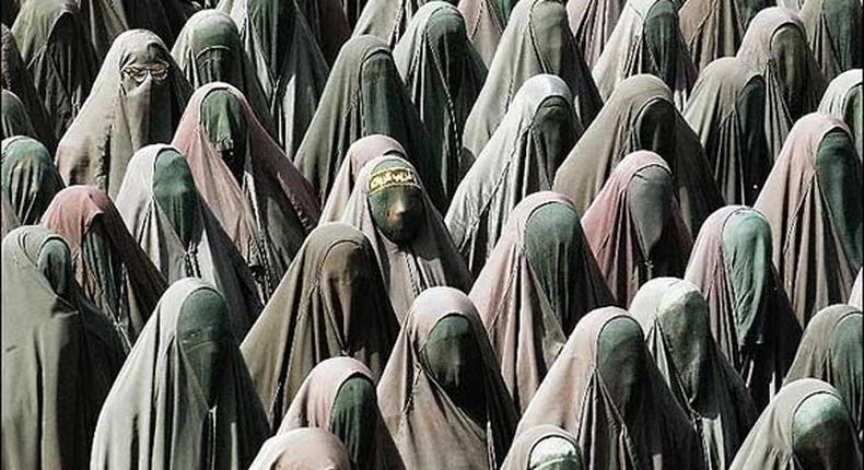 Muslim women in burqa