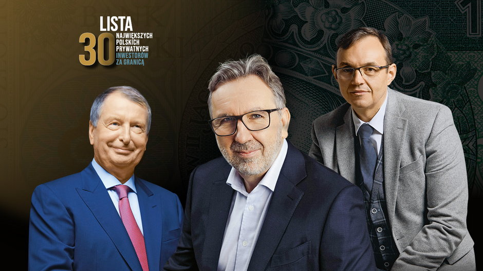 Lista 30 Największych Polskich Prywatnych Inwestorów za Granicą. Od lewej: Jerzy Starak, Michał Sołowow, Piotr Krupa.
